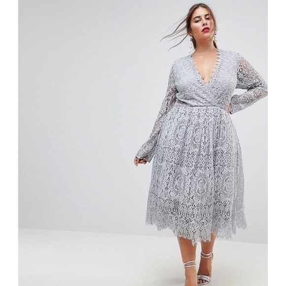 long sleeve fit and flare midi dress